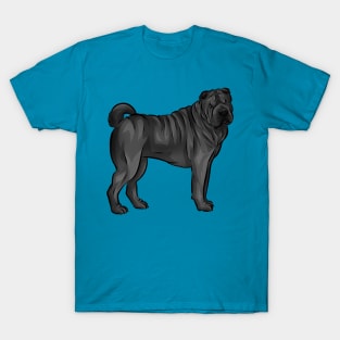 Cute Black Sharpei Dog T-Shirt